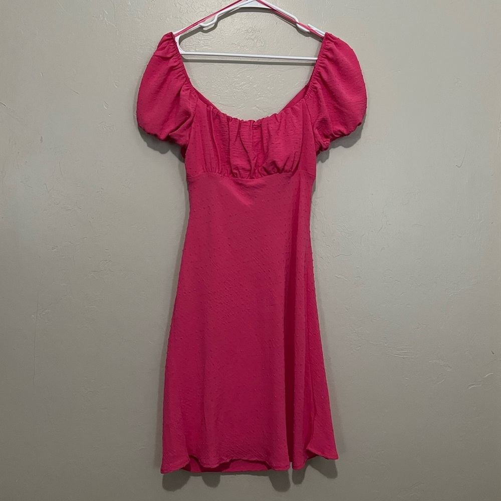 Blu Pepper, Pink Polka Dot Sweetheart Tie Front Dress, Large